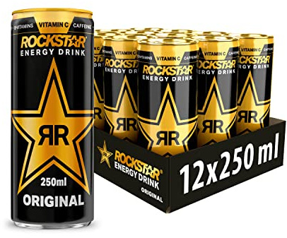 Rockstar Energy Drink Original - Koffeinhaltiges Erfrischungsgetränk für den Energie Kick, EINWEG (12 x 250ml)