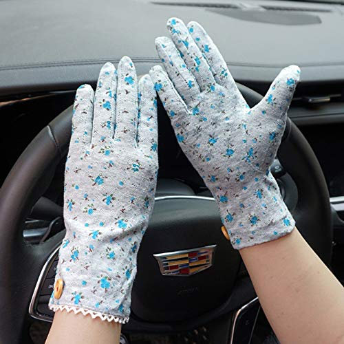 BJTYHT Sun Protection Gloves Summer/Autumn women Sun Uv Protection Cotton Sun Protection Lace Anti-skid Driving Gloves (Color : A001)