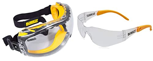 DEWALT GOGGLE Concealer Clear Goggle DPG82-11D & DPG54-1D PROTECTOR High Performance Lightweight Protective Safety Glasses With Wraparound Frame - Yellow/Clear