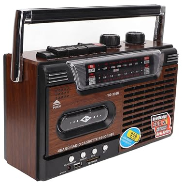Tape Cassette Player Recorder, Classic 80s Style Portable Boombox SW1 SW2 AM FM Radio, Noiseless Stereo Speaker Retro Home Audio Stereo, Support Storage Card, USB, Antenna, Headphone Jack(US)