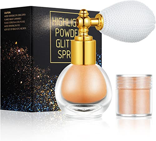 AOOWU Spray para Cuerpo y Pelo, Glitter Spray de Polvo de Hadas, Purpurina Corporal para Festival, Maquillaje de Cabello Cara, Champán