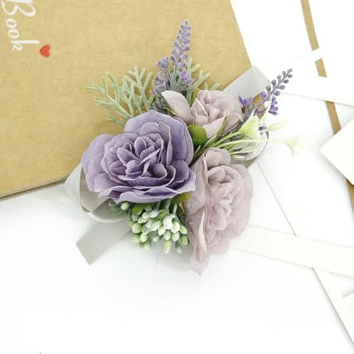 Fiori Artificiali Lilla Bransoletka Kwiaty Boutonnieres Corpetto da Polso Accessori da Sposa