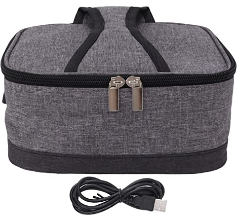 TOPINCN Sac de Boîte à Lunch électrique chauffant USB, Radiateur portable, Récipient alimentaire, Température constante (Gris Clair)