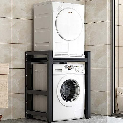 XNASU Mueble Lavadora Unidad Almacenamiento sobre Lavadora, Capacidad Carga 300 Kg, Kit Apilamiento Lavadora y Secadora, Estante Almacenamiento Lavadora Baño Cocina Balcón Lavadero Black,A