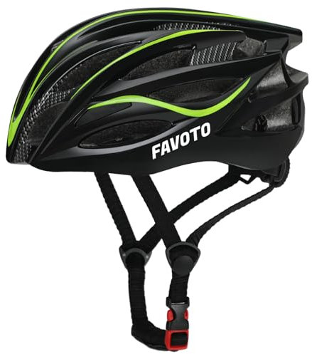 Favoto Fahrradhelm für Erwachsene Fahrrad Helmet mit Abnehmbarer Innenfutter Verstellbar Rennradhelm Rollerhelm Mountainbike MTB Helm für Herren Damen Schwarz-Grün L (59-61cm)