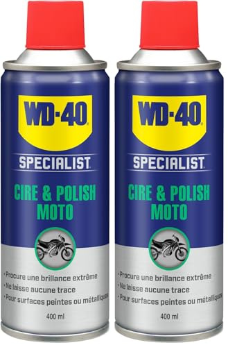 WD-40 Specialist Moto Cire et Polish Aérosol Extrême brillance et longue durée Contient de la cire de Carnauba et de la cire d'abeilles Ne laisse pas de trace 400 ML (Lot de 2)
