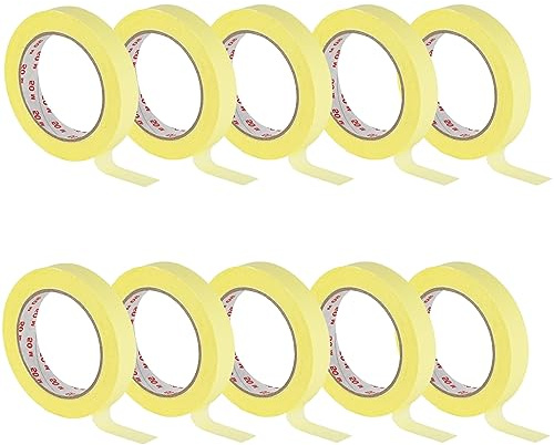 derendo Profi Malerkrepp 19 mm x 50 m, UV-beständiges Maler 10er Set | Abklebeband für Präzisionsarbeit, Lackierband & Abdeckband für gestochen scharfe Farbkanten