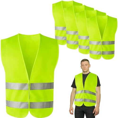 YWKJDDM 5 Stück Warnweste Auto Sicherheitsweste Warnweste, Pannenweste Warnwesten für Autofahrern Fahrern Arbeitskräften (59x68cm)