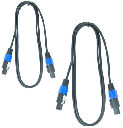 Paccs 2 x 2 m Lautsprecherkabel, Speakon Stecker 4 pol, PA Boxenkabel 2 x 1.5mm²