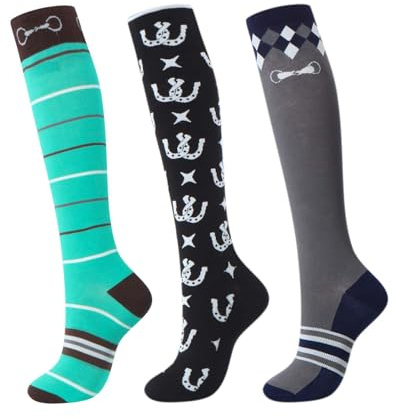 Harrison Howard 3 Pairs Premium Quality Equestrian Riding Socks for Horse Riding &Tall Boot Knee High Socks for Women