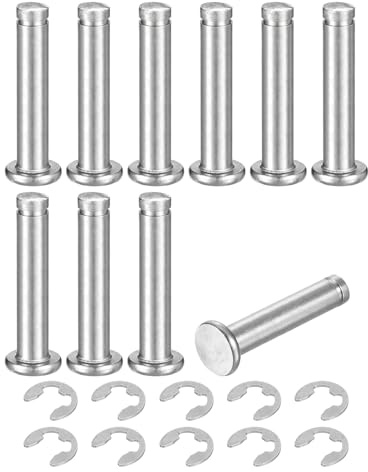 sourcing map Set di 10 anelli di posizionamento per albero cilindrico M6 x 30 mm, in acciaio inossidabile 304, perno di posizionamento cilindrico a testa piatta con anello di fissaggio con clip E