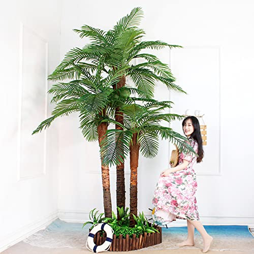 Künstliche Palme für den Garten, Palmendekoration, künstliche Palmen für den Außenbereich, Tropische Palme, künstlicher Pflanzenbaum mit Standstamm 2 m + 1,8 m + 1,5 m Dekoration Made in China
