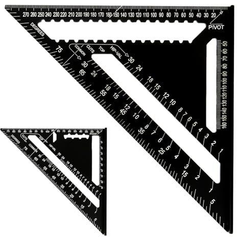 VIDETOL 2 Pièces Equerre Menuisier, 30 cm et 17cm Equerre Charpentier, Noir Équerres Charpentier pour La Mesure D'angles, La Décoration et Le Bricolage