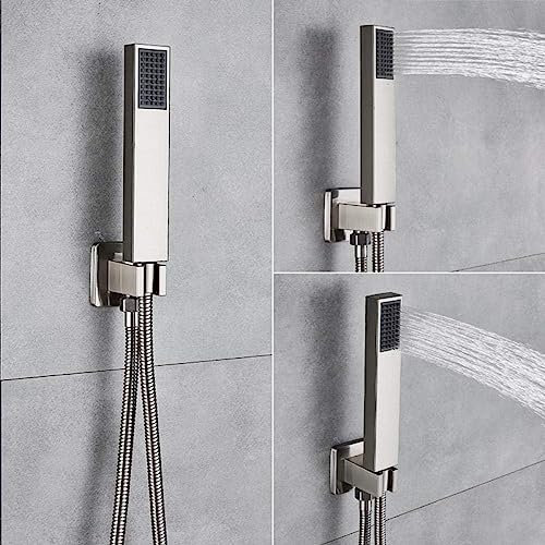 Duschsets, Badewannenarmatur, Mischbatterie, Waschtischarmatur mit Sprüher, Handbrause, langer Auslauf, Wannenarmatur, Heiß- und Kaltwassermischer, gebürstetes Nickel