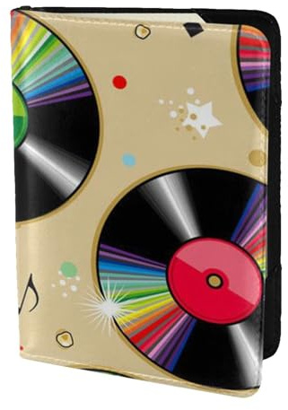 YUNWEIKEJI Disques vinyles, Porte-Passeport Portefeuille de Voyage en Cuir PU Étui pour Passeport Couvre-Passeport 5,5 Pouces