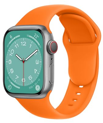 ELETTRONEO SBC1 Straps for Apple Watch Band Silicone series Ultra 3 2 49mm, Series 11 10 46mm, 9 8 7 45mm 41mm, SE 6 5 4 44mm 40mm, 3 2 1 42mm 38mm Men Women iWatch, Orange