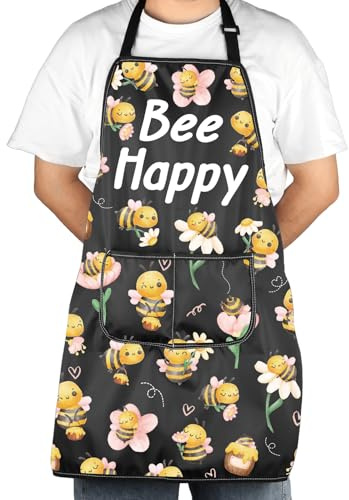 JXGZSO Honey Bee Apron With Pocket Bee Lover Gifts For Women Bee Merch Queen Bee Gift Bumble Bee Cooking Kitchen Apron