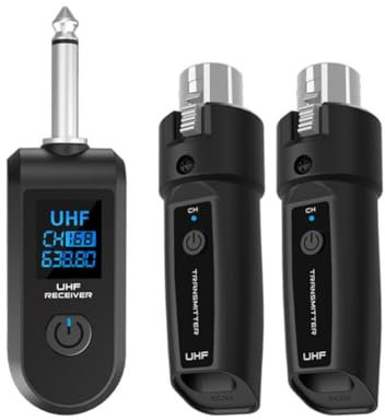 MUMQAQ Récepteur émetteur de microphone sans fil 2,4 GHz, adaptateur XLR sans fil pour haut-parleur, mixeur, microphone dynamique, conférence (1 réception + 2 émetteurs)