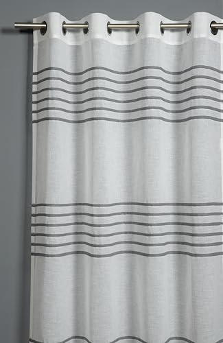 Sehlbach Tenda pronta per l'uso con occhielli, Righe 3D, Grigio, 140 x 245 cm, Certificato Oeko-Tex, Opaca, Traslucida, Facile da applicare, Nastro accorciante incluso