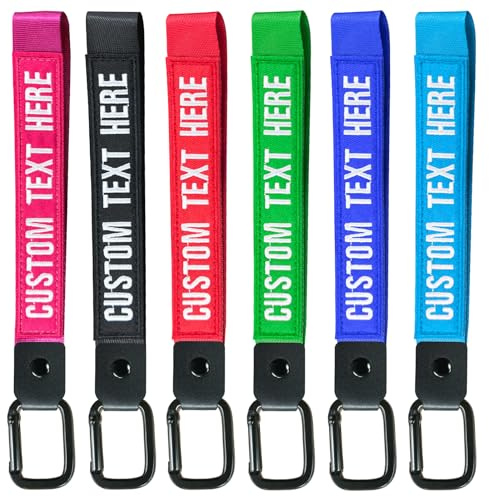WQNMY 2PCS Personalisierter Armband Schlüsselanhänger, Doppelseitige Stickerei Handgelenkband Schlüsselringe, Schlüsselringe Schlüsselbänder für Damen/Herren, Personalisierte Geschenke