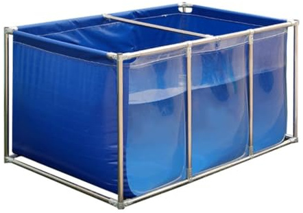 Genérico Tanque de PVC Resistente para Estanque koi con Ventana Transparente, válvula de Drenaje y Estructura de Acero - Acuario Elevado de 50 x 50 x 40 cm para cría de Peces y exhibición en el jardí