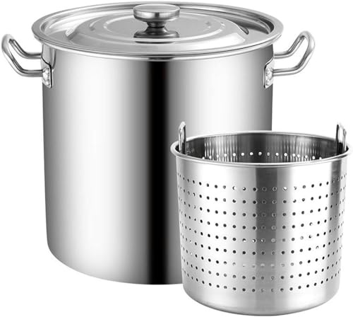 CAFIEDR Olla de Acero Inoxidable con colador, Olla Comercial para hervir cangrejos, freidora de Pavo para Fiestas en el jardín y Eventos al Aire Libre, 20 l(20L)