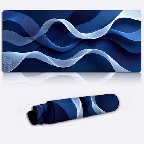 flowing blue ribbons Printed PC Laptop Computer Mouse Mat Pad Non-Slip Rubber Base Pad Office Home Novelty Printed Desk Accessory Large Laptop Desktop Printed Art Ergonomic 600 * 350 * 4mm