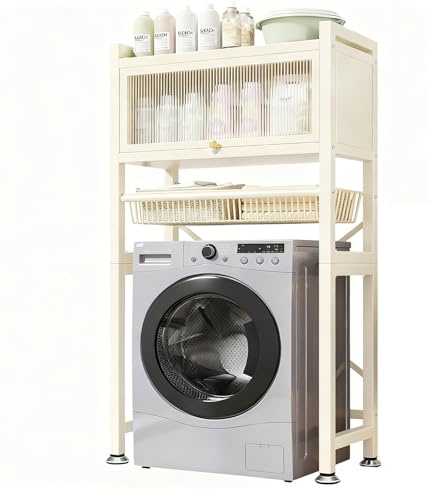 Armario Lavadora Secadora Mueble para Lavadora Estantería para lavadora Estanteria Lavadora Almacenaje 2/3 niveles metal material de madera - Hogar y uso comercial white 3-Layers