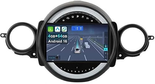 [4+64G] 9” Android 16 2 Din Autoradio per BMW Mini Cooper R55 R56 2007-2015-[Integrato Wireless CarPlay | Android auto | Mirror Link | GPS Sat Nav | Bluetooth 5.0 | WiFi | 4G | SWC]+CAM Incluso