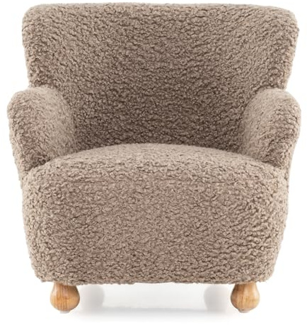 FANTASK Kindersessel aus Sherpa, 52 x 50 x 53 cm, Kindersofa mit Rückenlehne, Armlehne & Holzbeine, Klein Relaxsessel gepolstert, Kindercouch für Jungen & Mädchen ab 3 Jahren