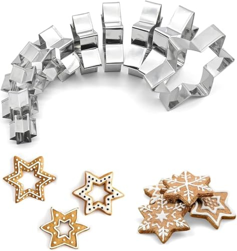 Stern-Ausstechformen-Set, 10 Stück, Edelstahl, sechseckig, Stern-Ausstechformen zum Backen, Mini-Fondant- und Ausstechformen für Weihnachten, Kuchendekoration, Ton und Seife