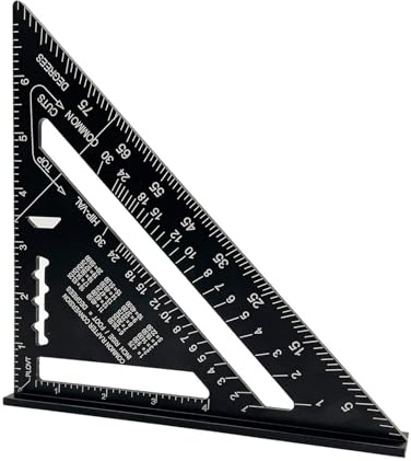 7 Inch Carpenter Measuring Square Metric Imperial,Aluminum Alloy Triangle Ruler Protractor, 90 Degree Thickened Triangle Ruler for Woodworking