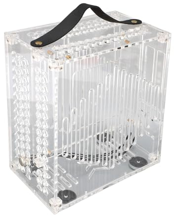 Luocute Caja Mini ITX para PC, Caja Portátil de Acrílico Transparente para Computadora de Escritorio con Flujo de Aire Hueco Abierto de 360 ​​​​Grados, para Placa Base ITX de 170 Mm X (Transparente)