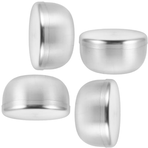 VICASKY Lot de 4 Bols à Mousse à Raser pour Hommes en Acier Inoxydable 304 Martelé avec Couvercle, Diamètre 8,5 Cm, Bol Multifonction Portable pour Salle de Bain, Voyage et Rasage