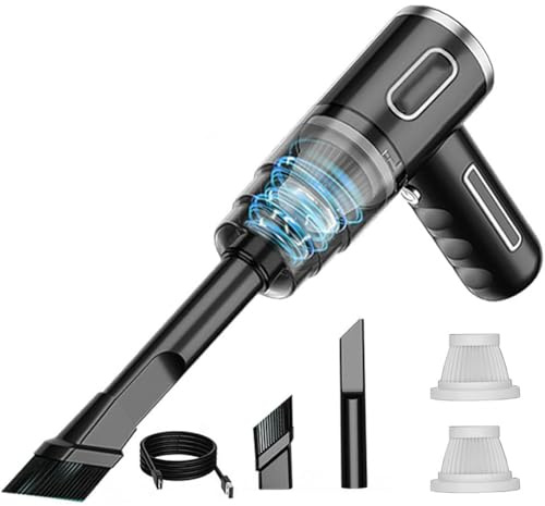 Mini Car Handheld Vacuum Cleaner for MG HS 2018-2023, 120W 29000PA Premium Powerful, with 2 Filters, Wet and Dry Dual Use USB Rechargeable,Black