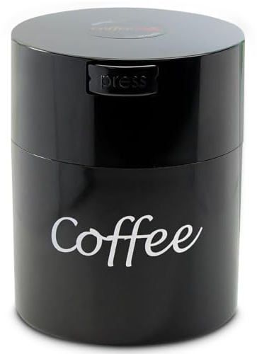 Coffeevac Recipiente de café sellado al vacío de 1/2 libras, color negro con logotipo