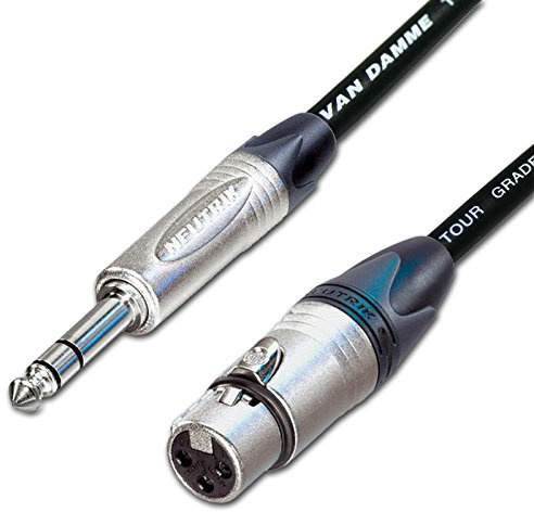 Female XLR to ¼ TRS Jack Lead. Balanced Van Damme Mic Cable. Short 10m 6m 3m 20m (3m, Black)