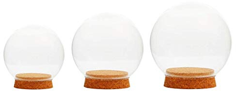 Tubayia Lot de 3 cloches en verre avec bouchon en bois pour la maison, le bureau