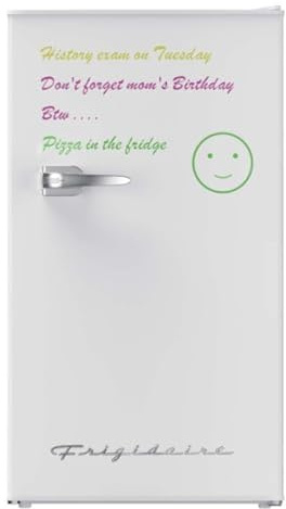 Frigidaire EFR331-WHITE 3.2 Cu ft Eraser Board Mini Compact Dorm Fridge (White)