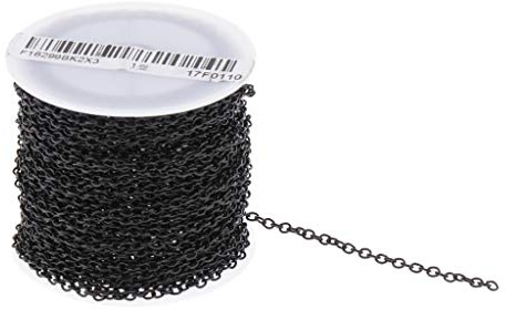 non-brand Baoblaze 1Rolle Metallkette Gliederkette Kabelkette zum Basteln für Halskette Fußkettchen Herstellen, Schwarz