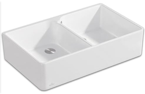 Villeroy & Boch Spülstein 90 X - 6390 02 R1 Weiß (alpin) Keramikspüle Excenterbetätigung