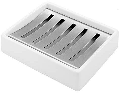 MUAMAX Ceramic Soap Dish for Bar Soap,Self Draining Soap Holder,Dual-Layer Bar Soap Tray Container Box Case Holder Small Tray for Bathroom Kitchen Shower Bathtub Sinks Counter-top