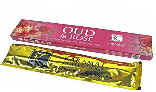 Karamat Collection Orientalisches Räucherwerk Oud & Rose, 25g, ca. 15 Räucherstäbchen, Premium Räucherstäbchen, 100% natürlich, Entspannung und Positivität Therapie