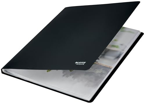 Leitz A4 Sichtbuch, Inkl. 40 eingebundener Klarsichthüllen für 80 Blatt, 100% recyclebar, Umweltfreundlich, Recycle-Serie, Schwarz, 46770095