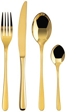 Sambonet - Taste Set di Posate da Tavola per 12 persone, 48 pezzi in Acciaio Inox finitura PVD, Lavabili in lavastoviglie, Gold