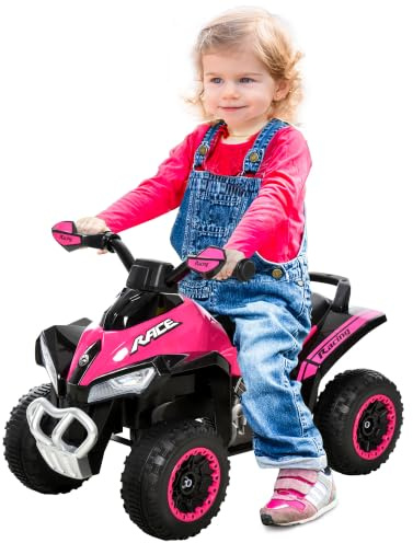 HOMCOM Barnbärare utan fyrmotor 18–36 månader dim. 67 L x 38 l x 44 H cm ljus och ljudeffekter rosa svart inte elektrisk
