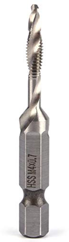 M4 Combination Drill and Tap Bit, HSS 1/4 Hex Shank Drill Bits, M4 Self Tapping Drill Bit, Point Thread Tap Drill Bit Hand Tools for Wood Drilling, Soft Metal, Aluminum, Iron