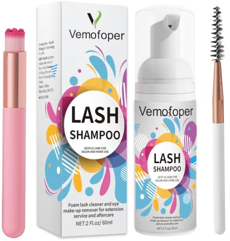 Wimpern-Reiniger, Wimpernverlängerungs-Shampoo für die Reinigung und Verlängerungen, sanftes Wimpern-Shampoo + Bürste + Mascara-Stab, paraben- und sulfat freie Wimpern-Reiniger für Salon und Zuhause