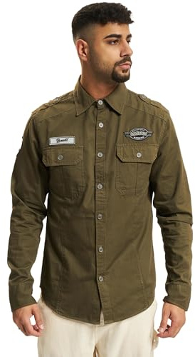 Brandit Luis Vintage Shirt Long Sleeve, Color: olive, Size: XXL
