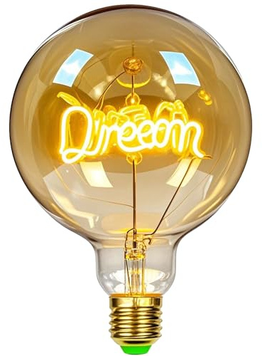 TIANFAN Vintage-Glühbirnen, LED-Glühbirne, 4 W, dimmbar, Liebes-/Heim-Buchstabe, dekorative Glühbirnen, 220/240 V, E27, Tischlampe (Dream)
